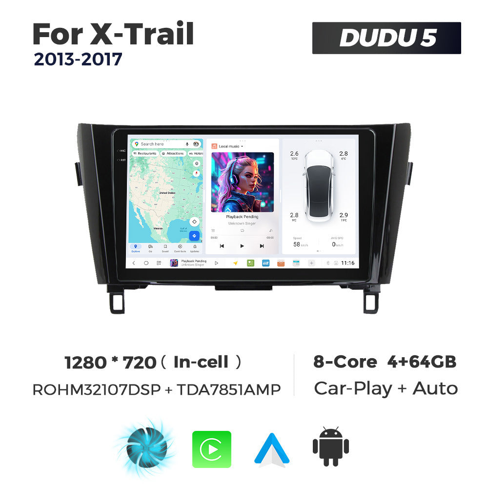 DUDUAUTO for Nissan X-trail 13-17 Android large screen central control car navigation Bluetooth Carplay