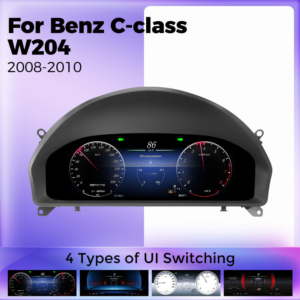 Suitable for Mercedes-Benz W204 C-Class 2008-2010 modified and upgraded full LCD instrument panel 12.3 inches