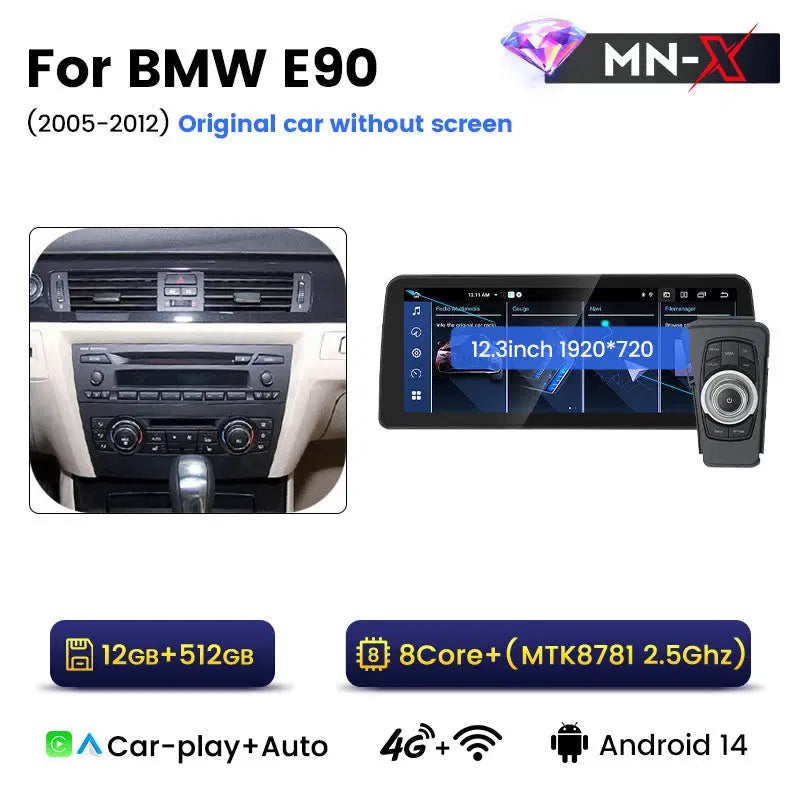 12.3 inch Suitable for BMW E90 E91 Android central control large screen GPS navigation all-in-one machine Bluetooth Carplay