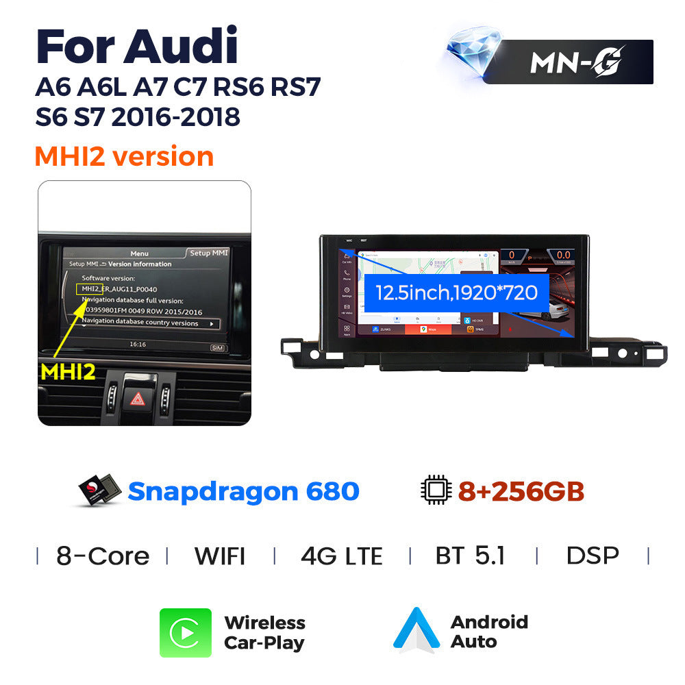 Applicable to Audi A6 A7 C7 S6 2016-2020 Android large screen central control car navigation Bluetooth Carplay