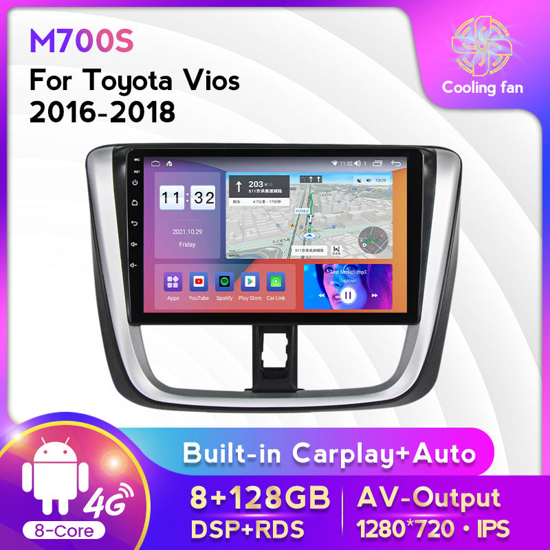 Compatible with Toyota Vios 16-18 models, modified Android large screen central control in-car navigation screen 8+128GB