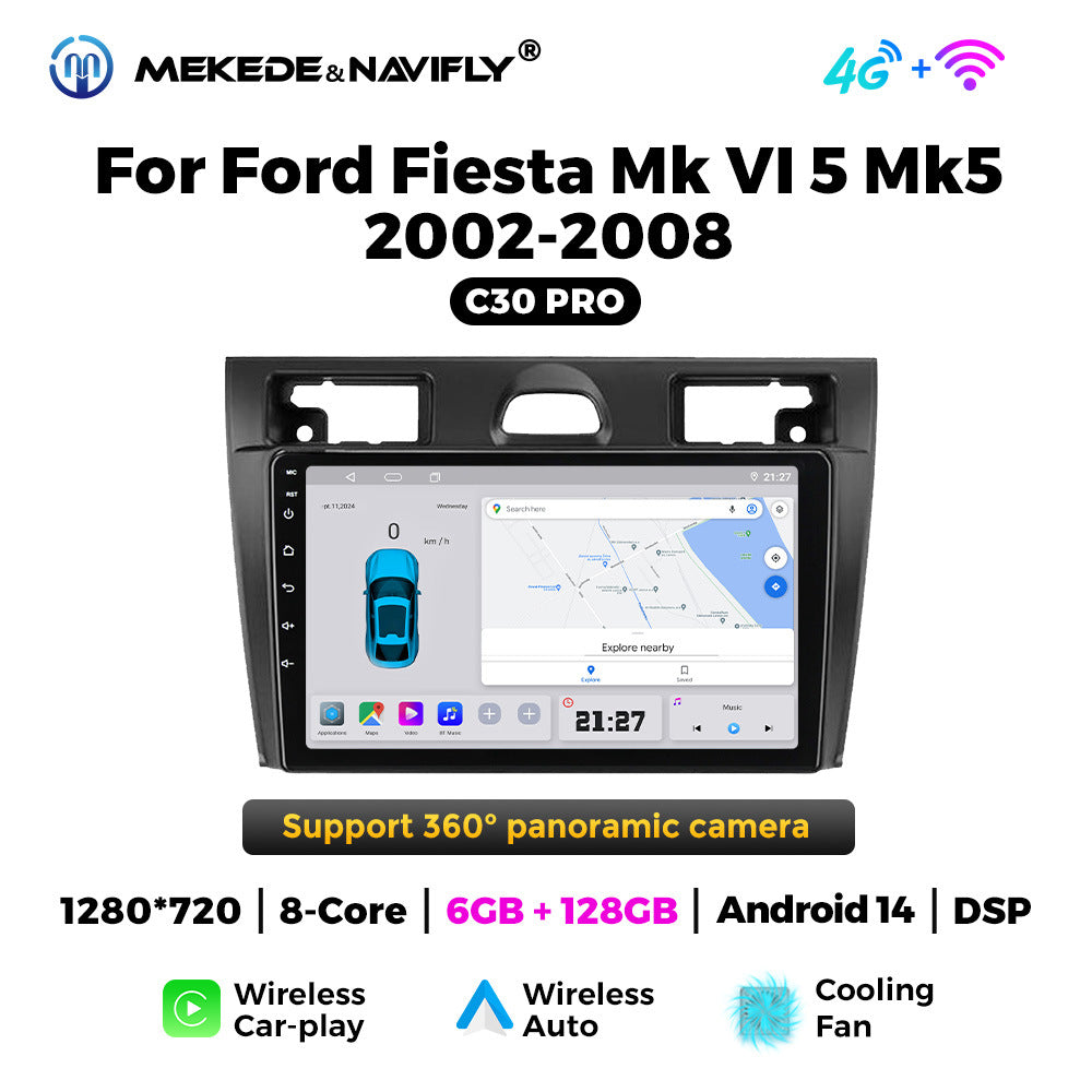 Suitable for Ford Fiesta MK5 2002-2008 Android large screen central control car navigation radio screen