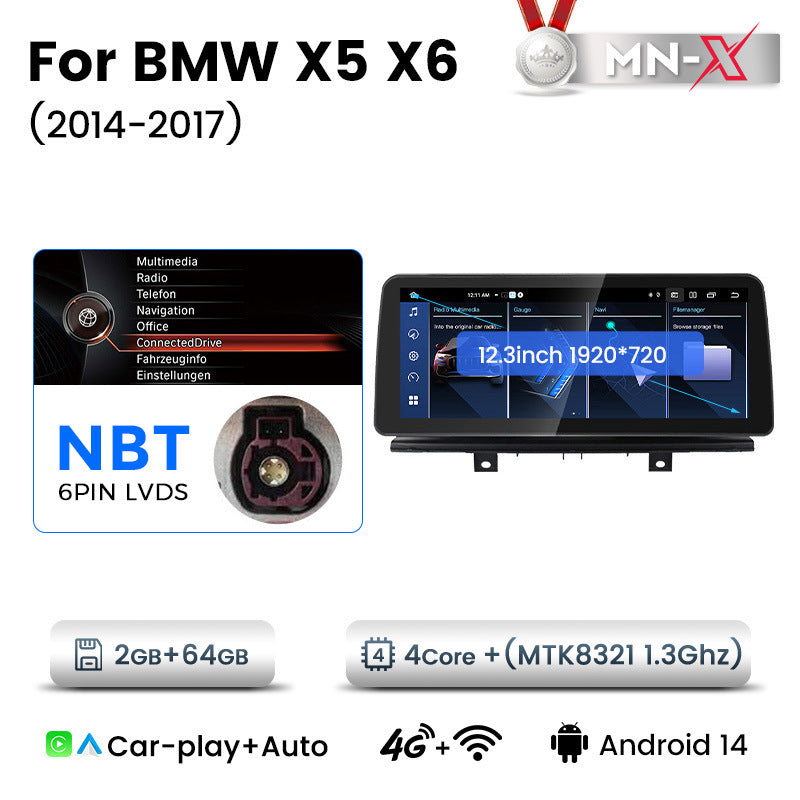 12.3-inch Android central control large-screen GPS navigation all-in-one machine compatible with BMW X5 X6 F15, Bluetooth CarPlay