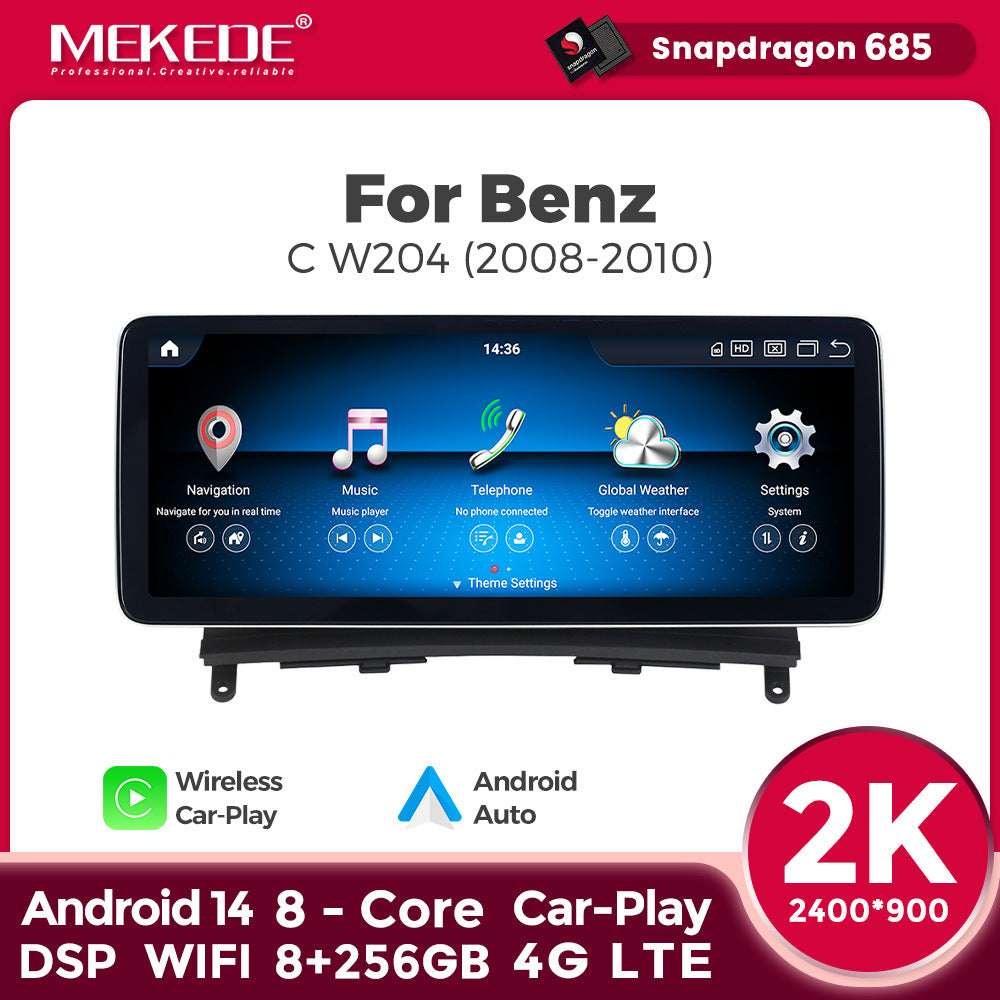 Compatible with Mercedes-Benz C-Class W204 C63 2008-2010 Android large-screen central control in-car navigation Bluetooth CarPlay