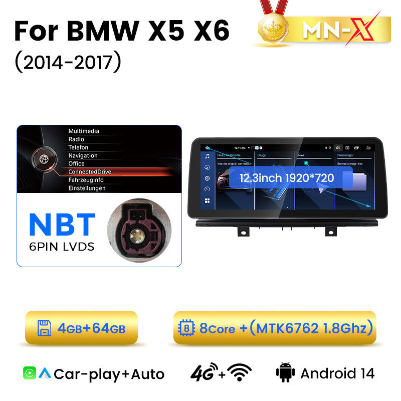 12.3-inch Android central control large-screen GPS navigation all-in-one machine compatible with BMW X5 X6 F15, Bluetooth CarPlay