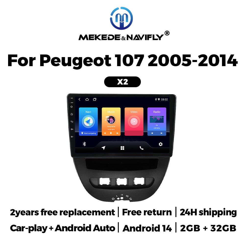Applicable to Peugeot 107 2005-2014 Android Car GPS Navigation MP5 Bluetooth Player Carplay