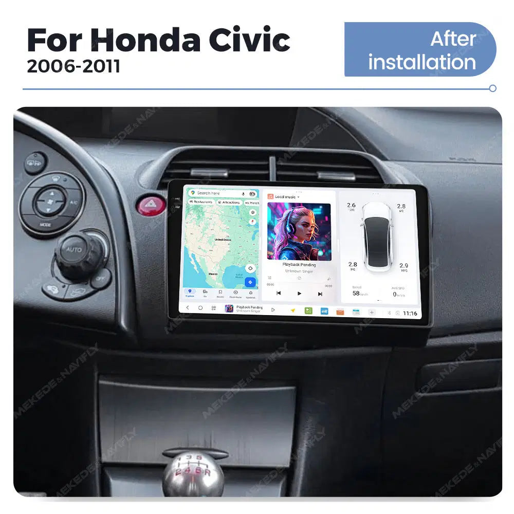 DUDUAUTO for Honda Civic 06-11 Android large screen central control car navigation Bluetooth Carplay