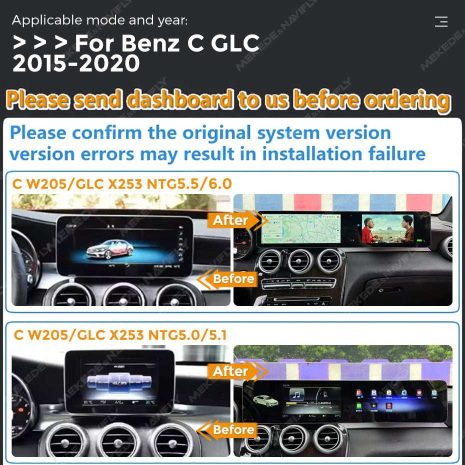 Suitable for benz c/glc class 2015-2020 mercedes-benz c-class ntg5.0 6.0 interactive dual screen