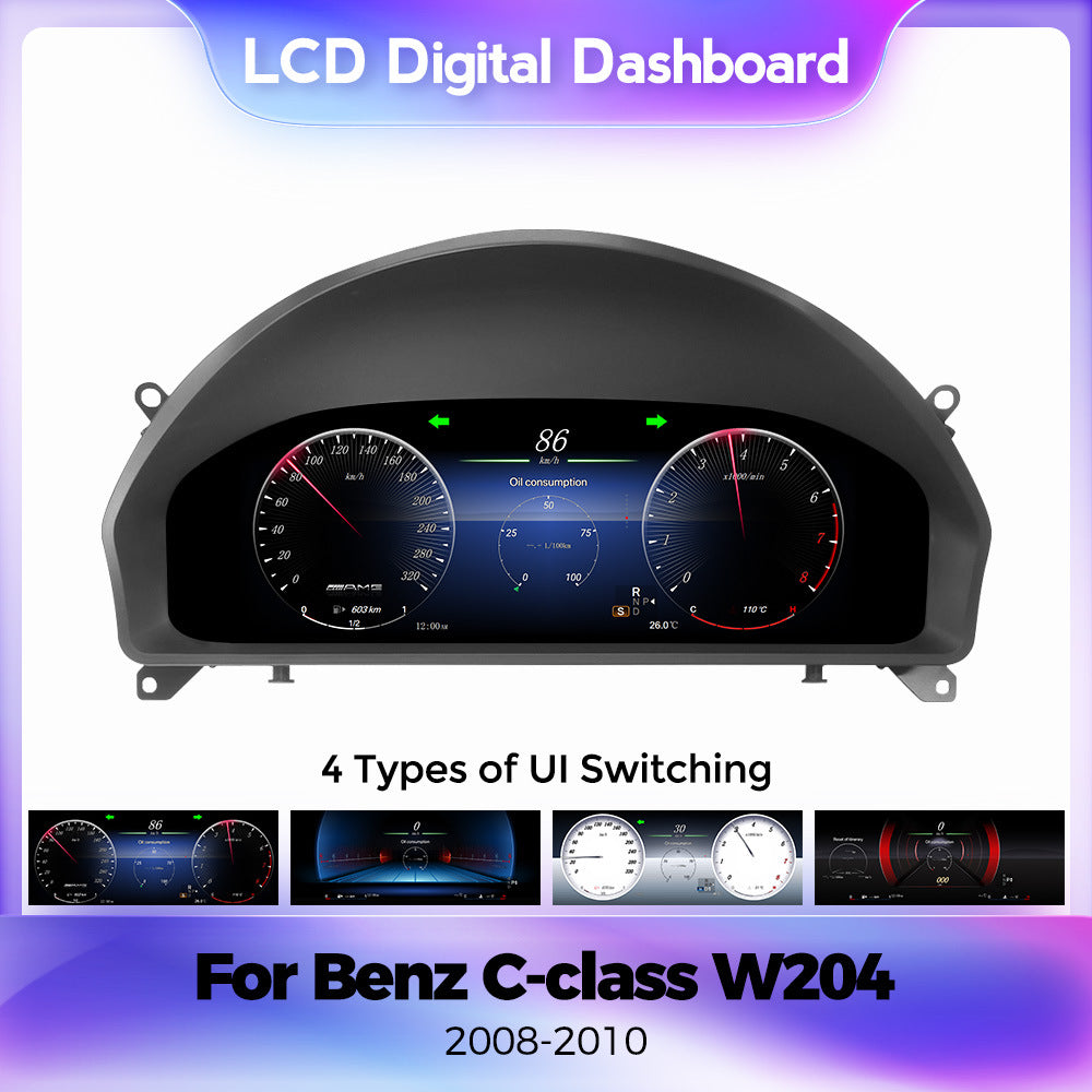 Suitable for Mercedes-Benz W204 C-Class 2008-2010 modified and upgraded full LCD instrument panel 12.3 inches