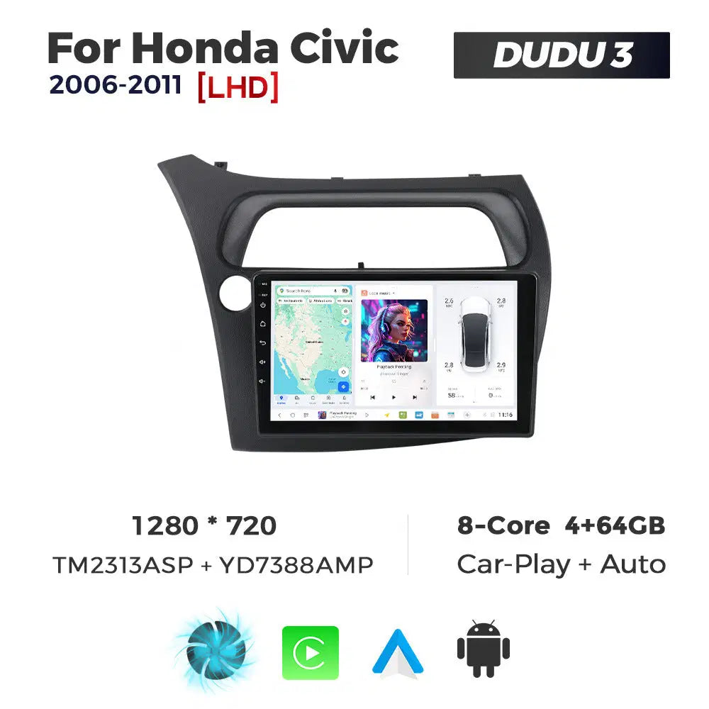 DUDUAUTO for Honda Civic 06-11 Android large screen central control car navigation Bluetooth Carplay