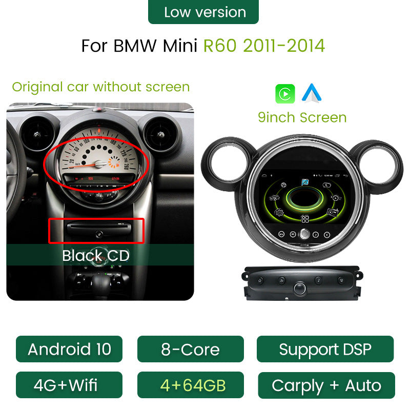 Suitable for BMW mini R56 R60 in-car navigation all-in-one multimedia, Android large screen, with DVD and audio