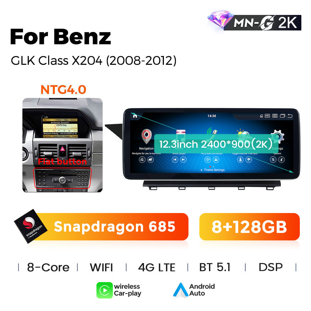 Applicable to Mercedes-Benz GLK X204 2008 - 2014 Android large screen central control car navigation Bluetooth Carplay