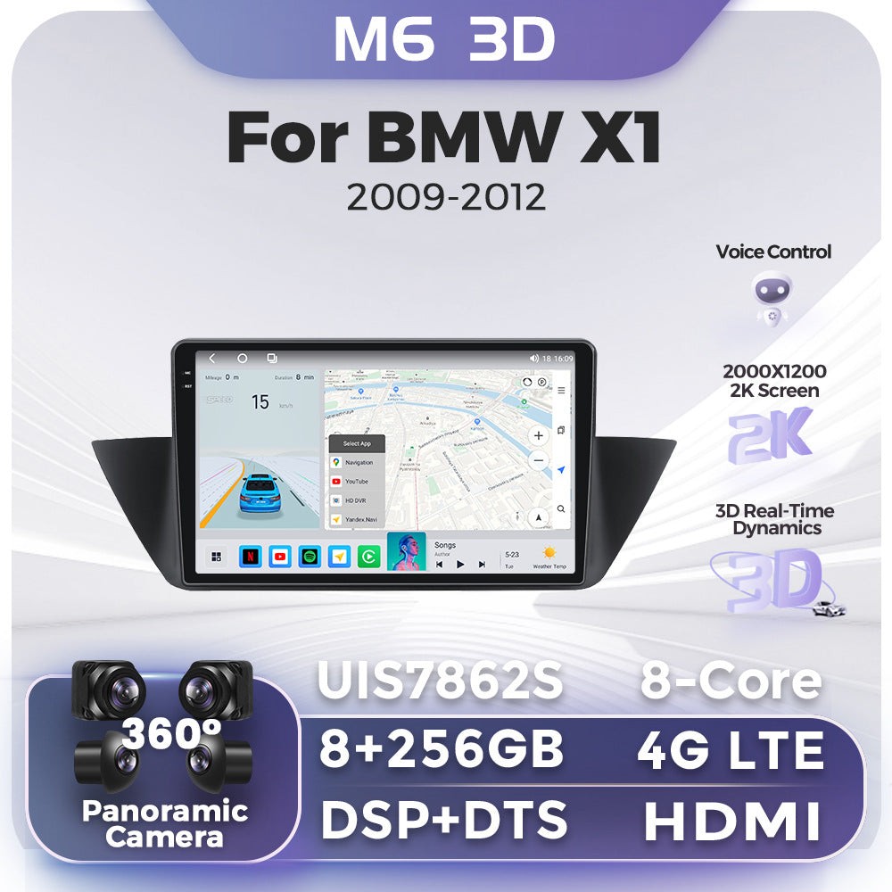 Suitable for BMW X1 E84 09-12 Android large screen car navigation radio screen M6Pro 3D version