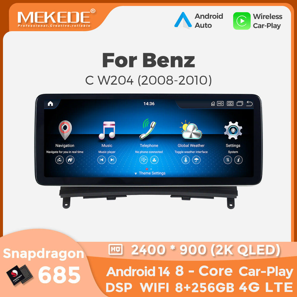 Compatible with Mercedes-Benz C-Class W204 C63 2008-2010 Android large-screen central control in-car navigation Bluetooth CarPlay