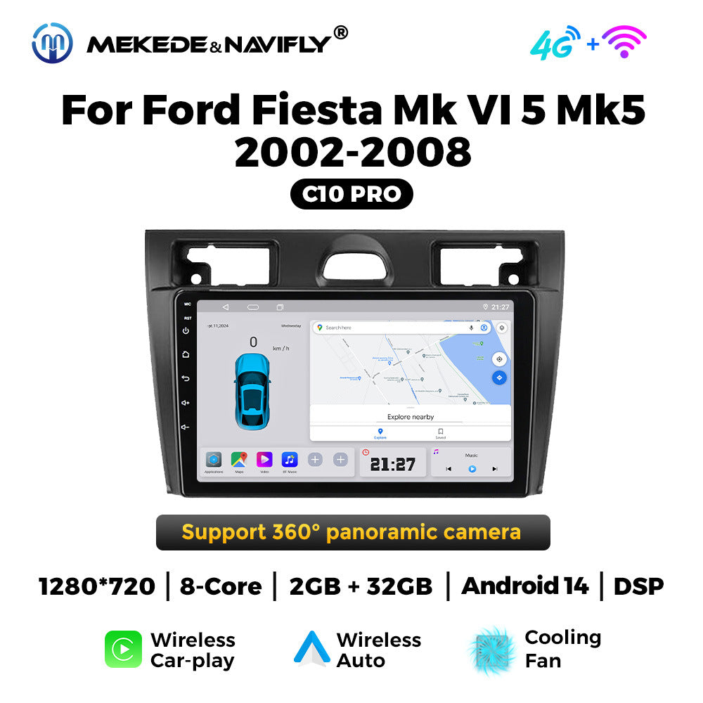 Suitable for Ford Fiesta MK5 2002-2008 Android large screen central control car navigation radio screen