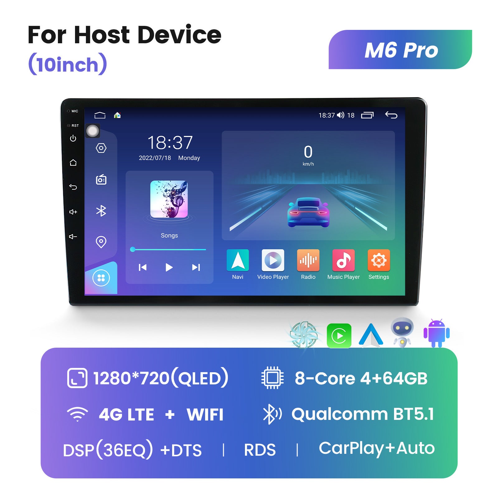 Suitable for 2k resolution 9.5inch / 10.36inch classy car android navigator fitting screen host 7862s
