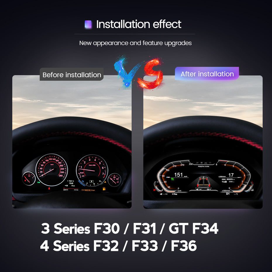 Compatible with BMW 3 Series F30, 3 Series GT F34, 4 Series F32 HD electronic full LCD instrument panel, 12.3 inches
