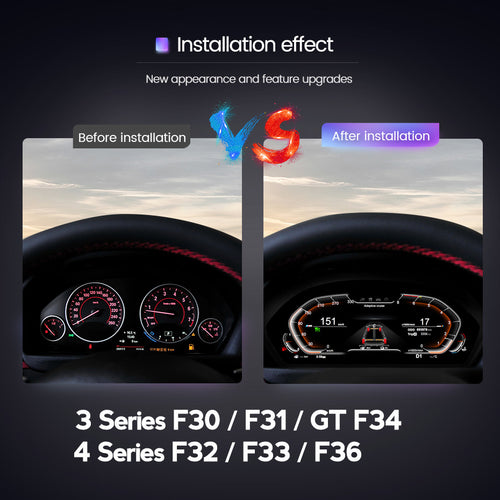 Compatible with BMW 3 Series F30, 3 Series GT F34, 4 Series F32 HD electronic full LCD instrument panel, 12.3 inches