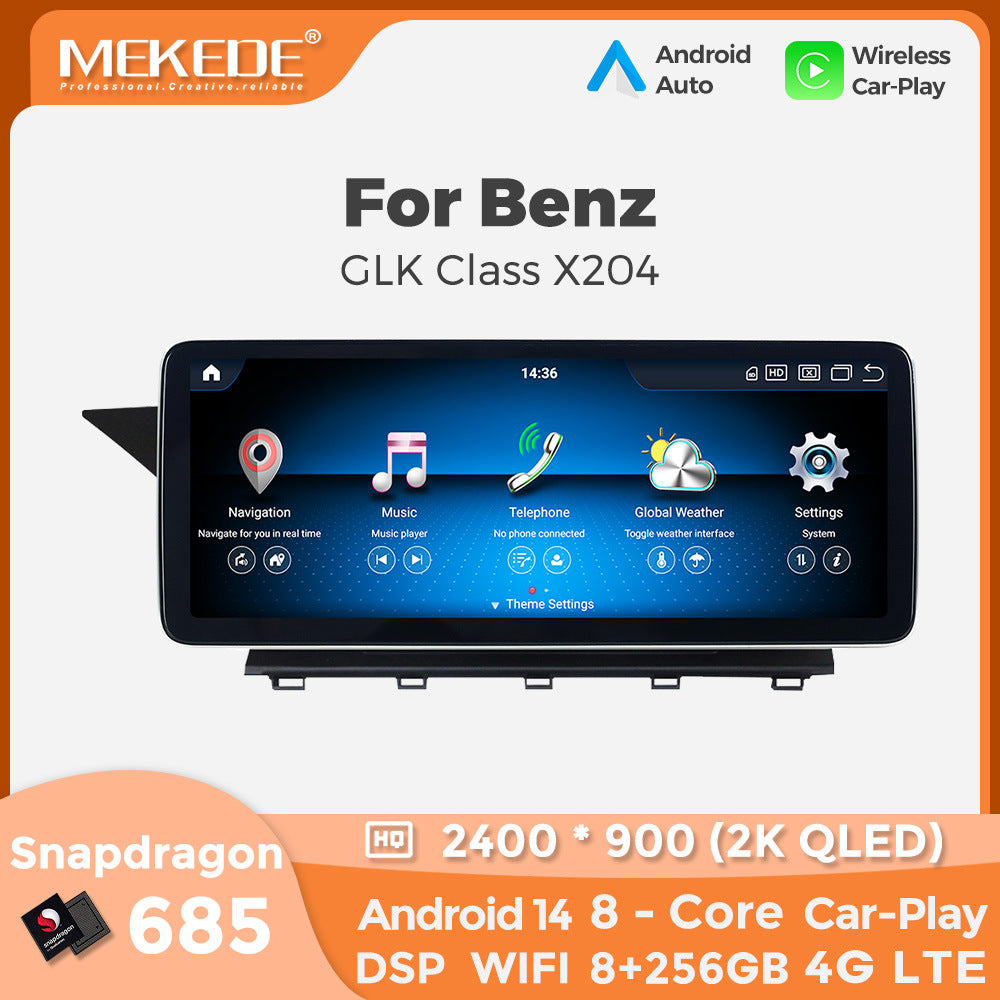 Applicable to Mercedes-Benz GLK X204 2008 - 2014 Android large screen central control car navigation Bluetooth Carplay