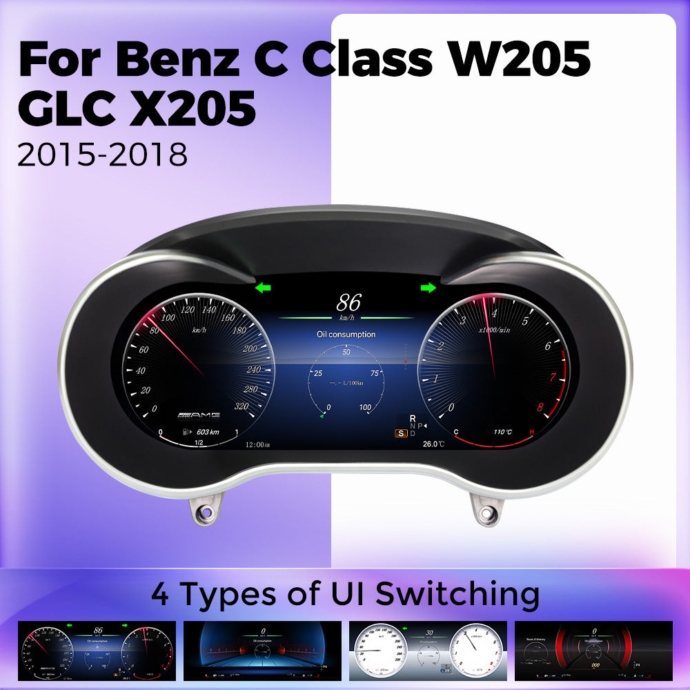 Suitable for Mercedes-Benz W205 253 C-class GLC-class modification and upgrade full LCD instrument panel 12.3 inches