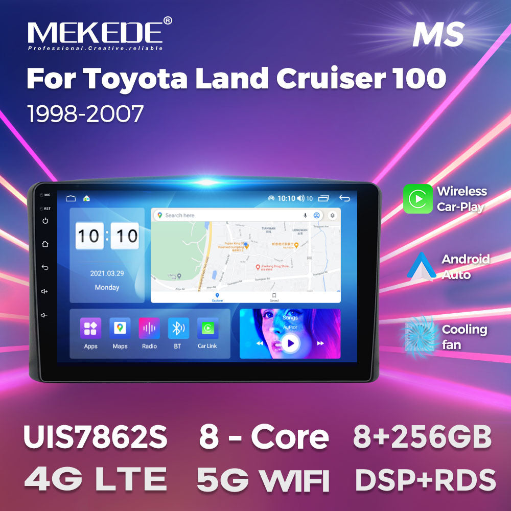 Suitable for Toyota Land Cruiser 100 1998-2007 Android large screen central control navigation Carplay