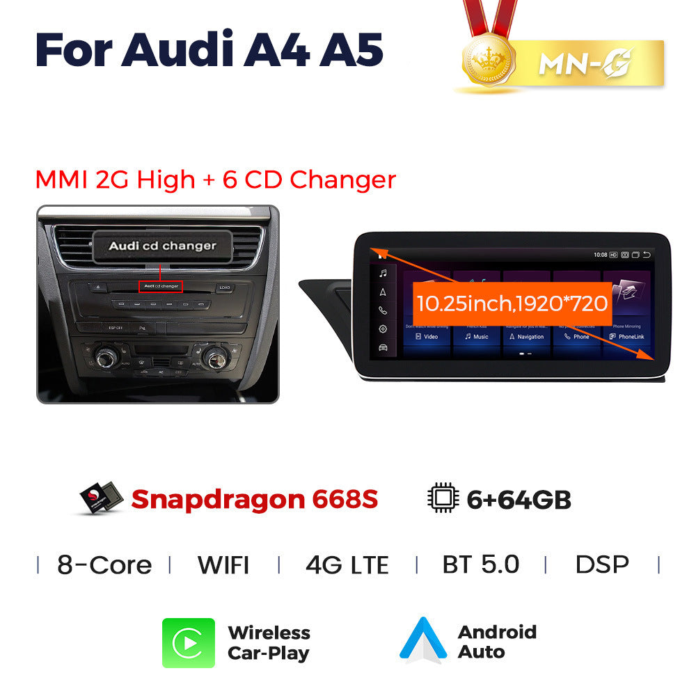 Suitable for a4l/a5 2007-2009 mmi 2g 6 disc version, original car screen upgrade to large screen navigation