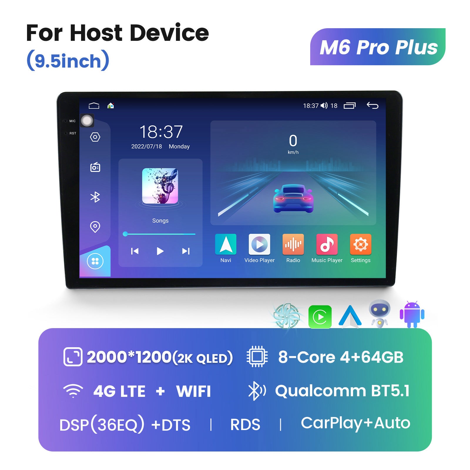 Suitable for 2k resolution 9.5inch / 10.36inch classy car android navigator fitting screen host 7862s