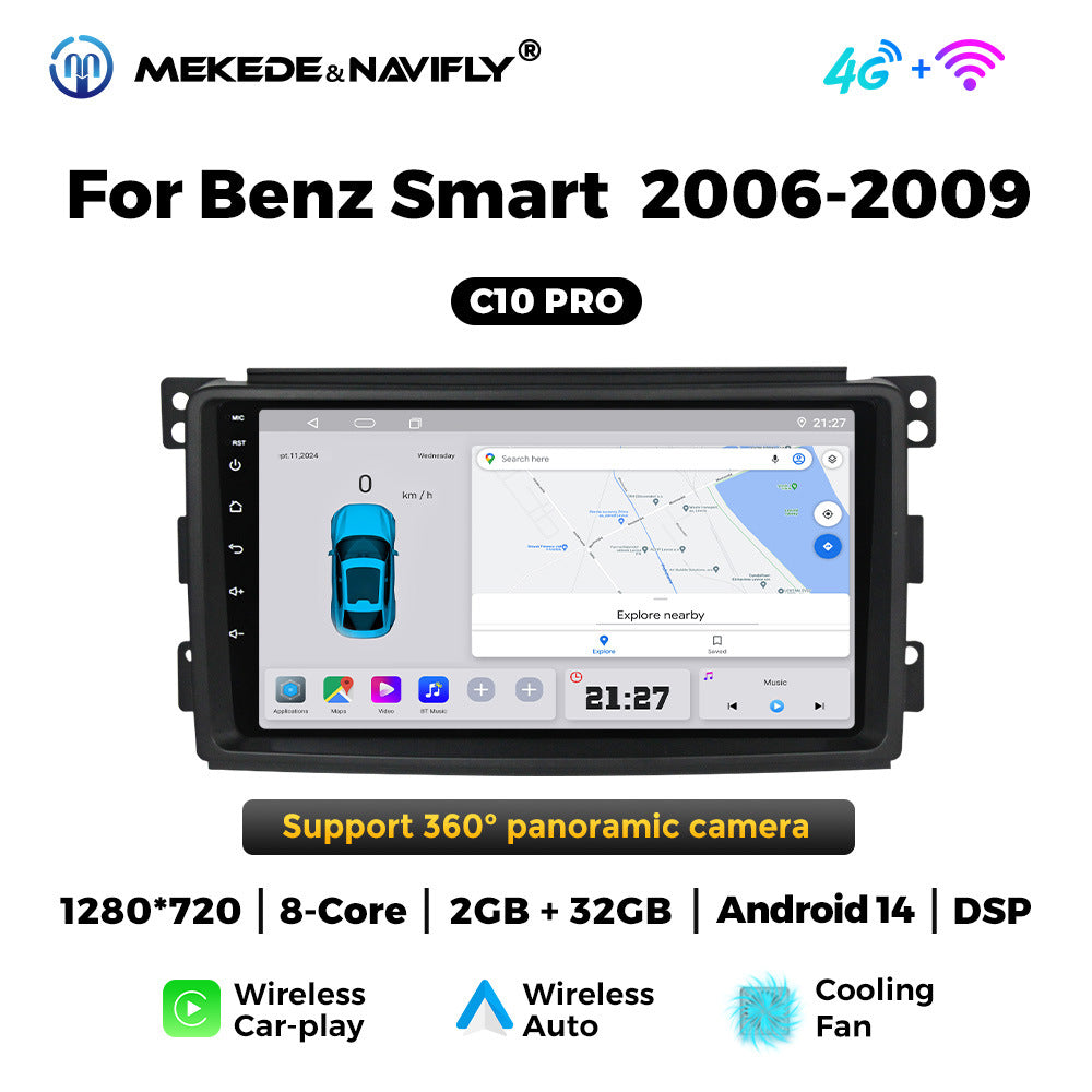 Applicable to Mercedes-Benz smatr 2006-2009 Android large screen central control car navigation radio screen carplay