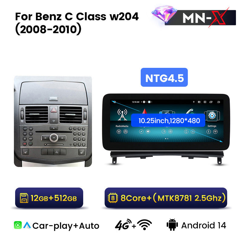 Suitable for Mercedes-Benz C-Class W204 2008-2010 Android large screen central control navigation car radio Carplay