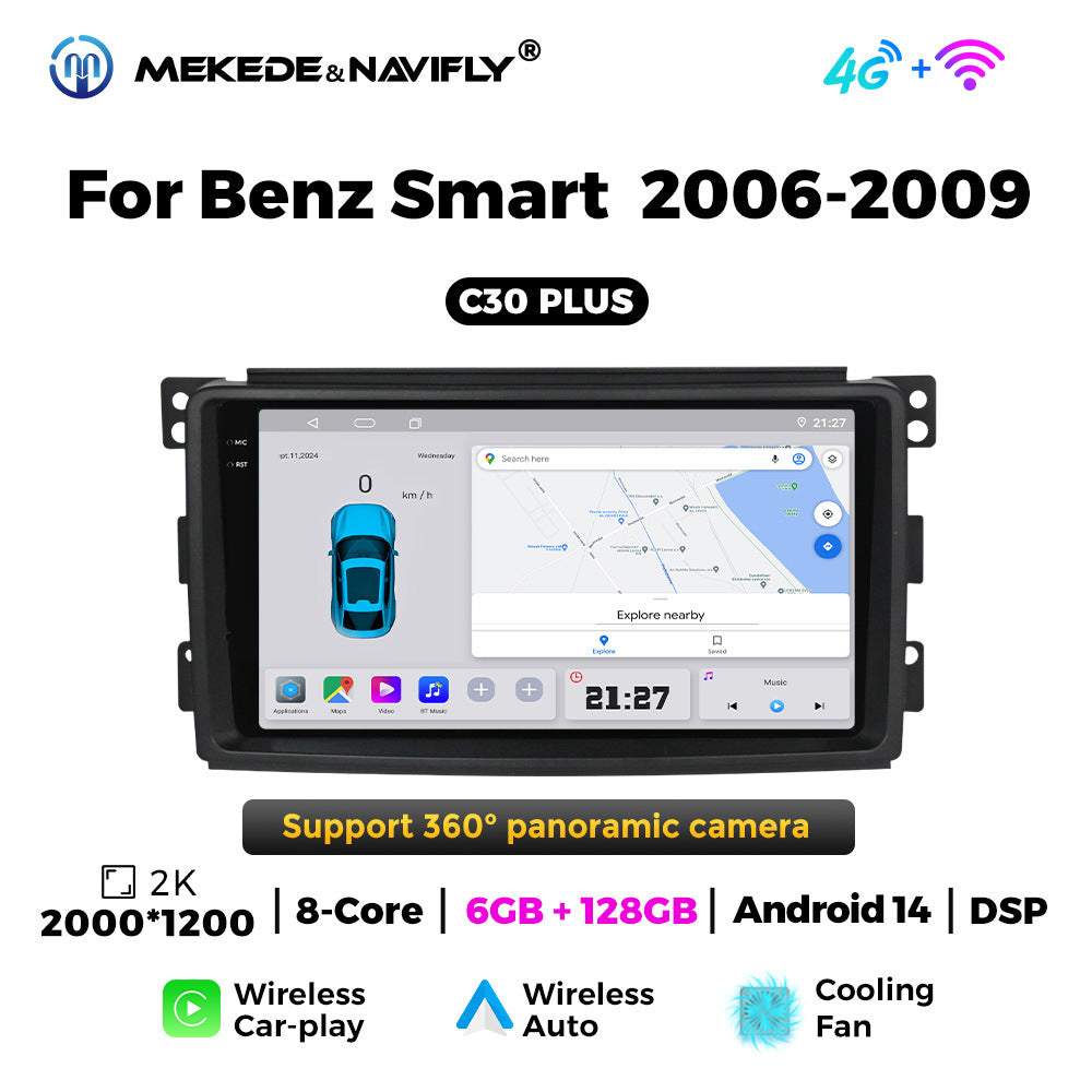 Applicable to Mercedes-Benz smatr 2006-2009 Android large screen central control car navigation radio screen carplay