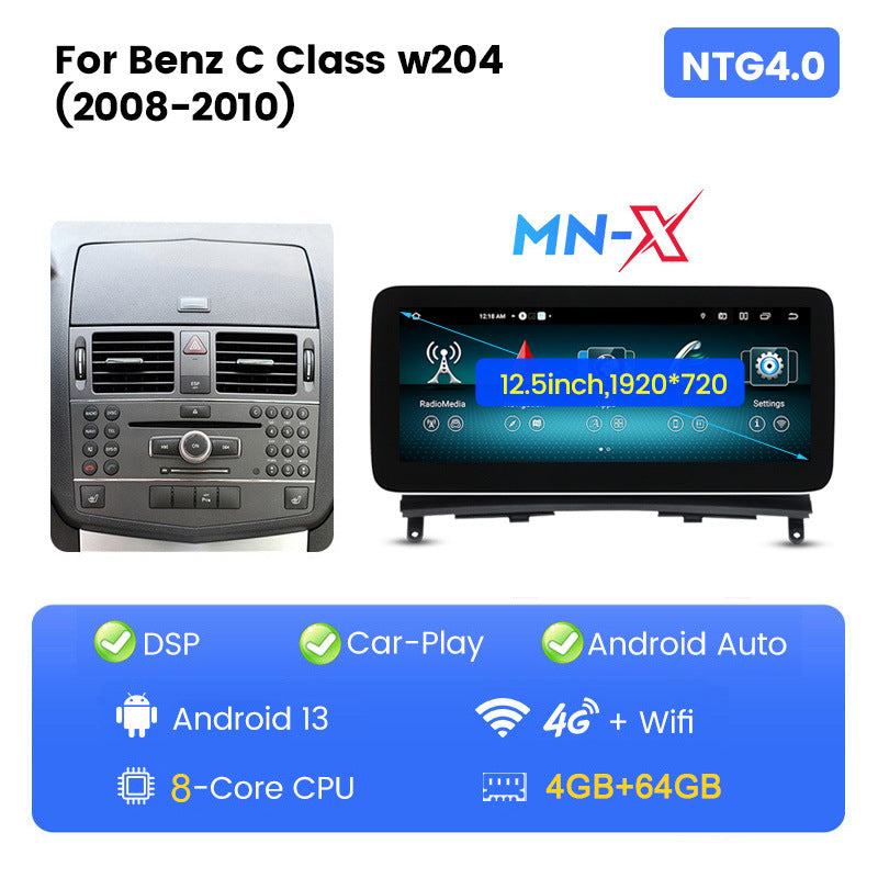 Suitable for Mercedes-Benz C-Class W204 C63 2008-2010 MN-X Android large-screen central control navigation radio