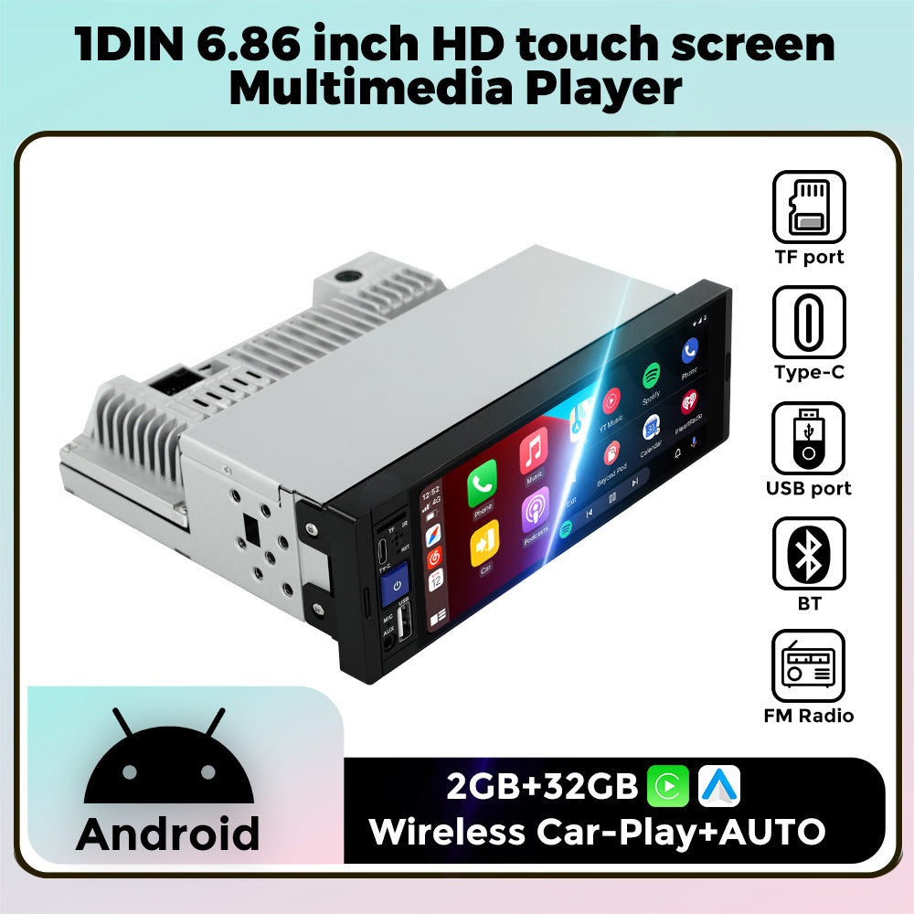 Android single ingot 6.86 inch car MP5 music player high definition reversing machine wired wireless Carplay