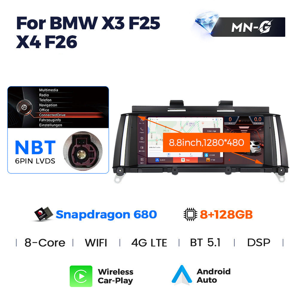 8.8 inch suitable for BMW X3 X4 F25 F26 Android large screen central control car navigation Bluetooth Carplay