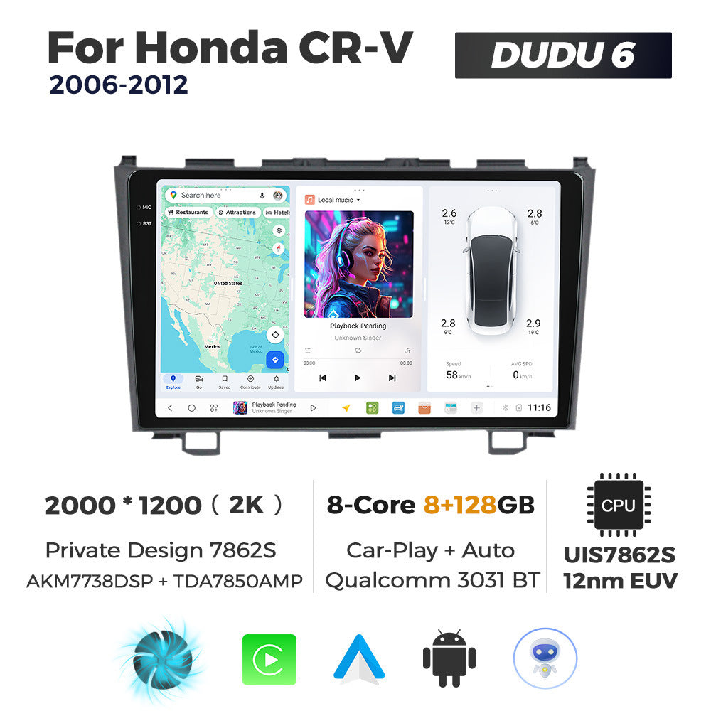 DUDUAUTO for Honda CRV 2006-2012 Android large screen central control car navigation Bluetooth Carplay