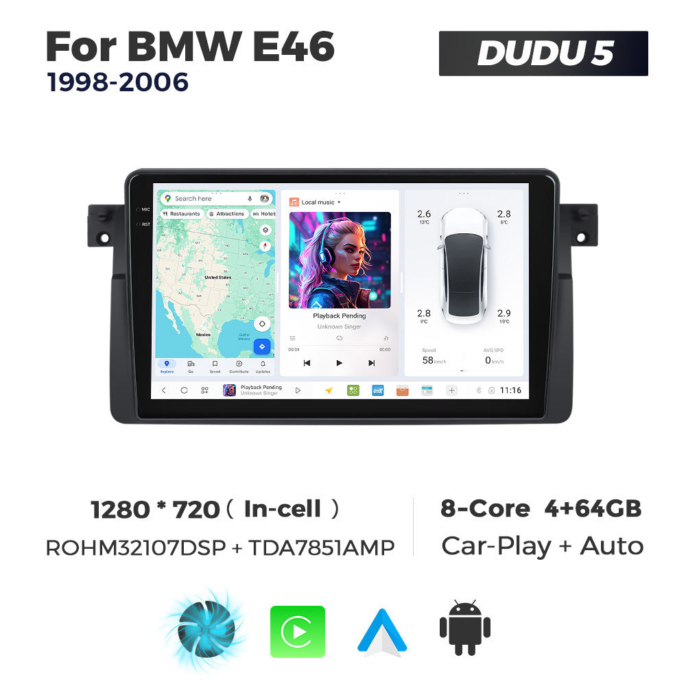 DUDUAUTO is suitable for BMW E46 M3 98-06 Android large screen central control car navigation Bluetooth Carplay