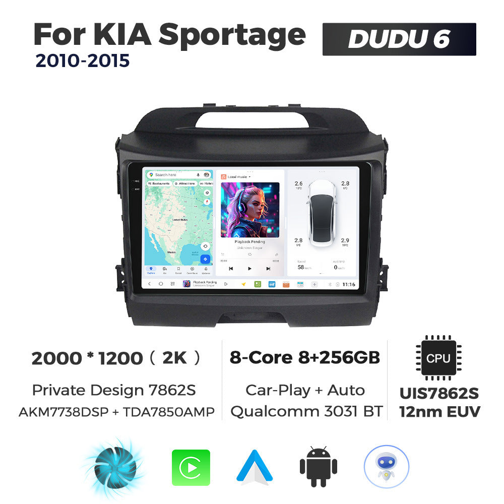 DUDUAUTO is suitable for Kia Smart Run 11-14 years Android large screen central control car navigation Bluetooth Carplay