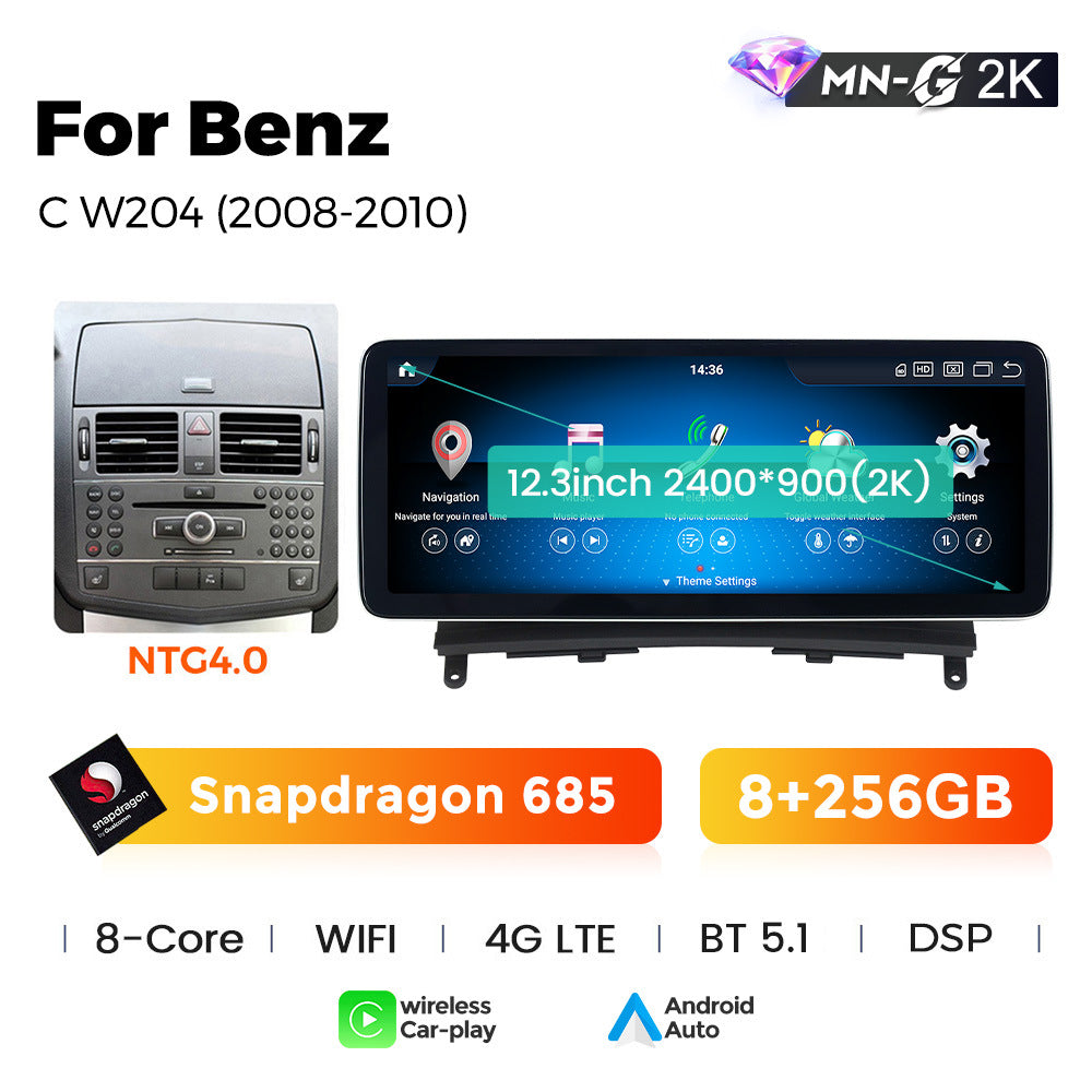 Compatible with Mercedes-Benz C-Class W204 C63 2008-2010 Android large-screen central control in-car navigation Bluetooth CarPlay