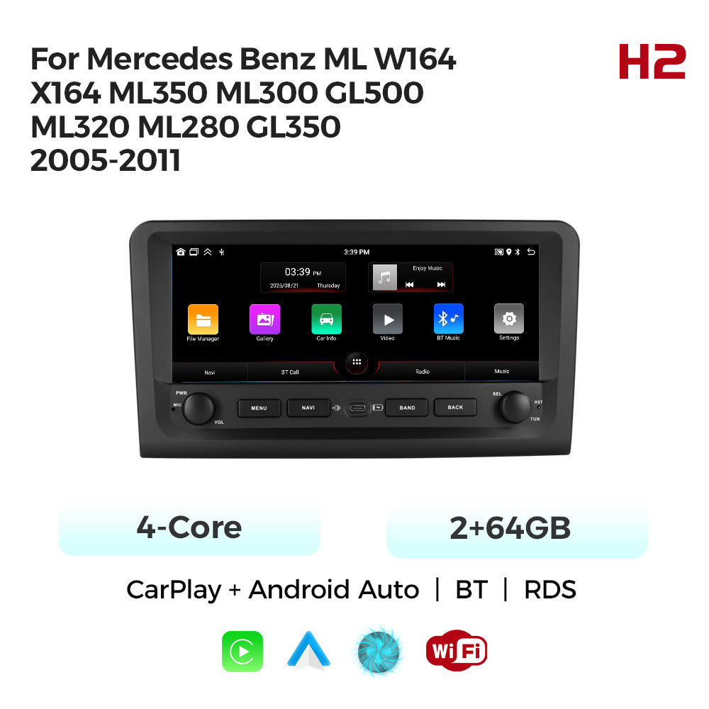 Compatible with Mercedes-Benz ML W164 GL X164 Android Large Screen Central Control Navigation Bluetooth Radio 10.25-inch
