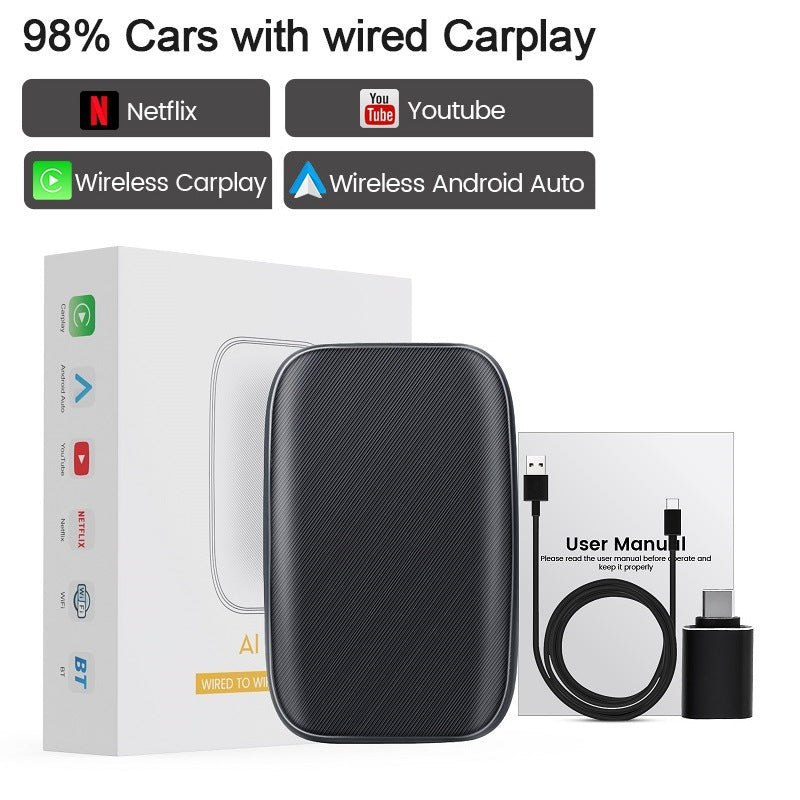 Carplay Ai Box Mini TV Box Original Car Wired to Wireless Closed Box Android Auto