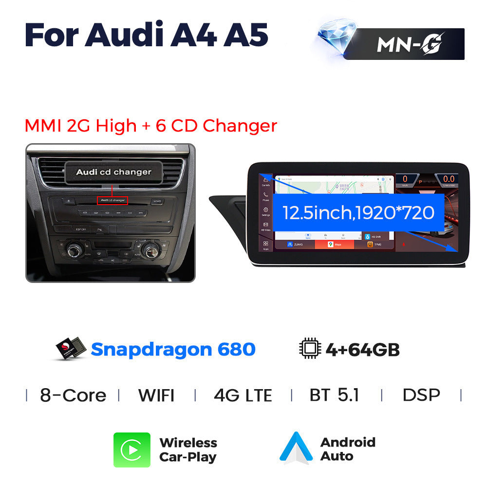 Suitable for a4l/a5 2007-2009 mmi 2g 6 disc version, original car screen upgrade to large screen navigation