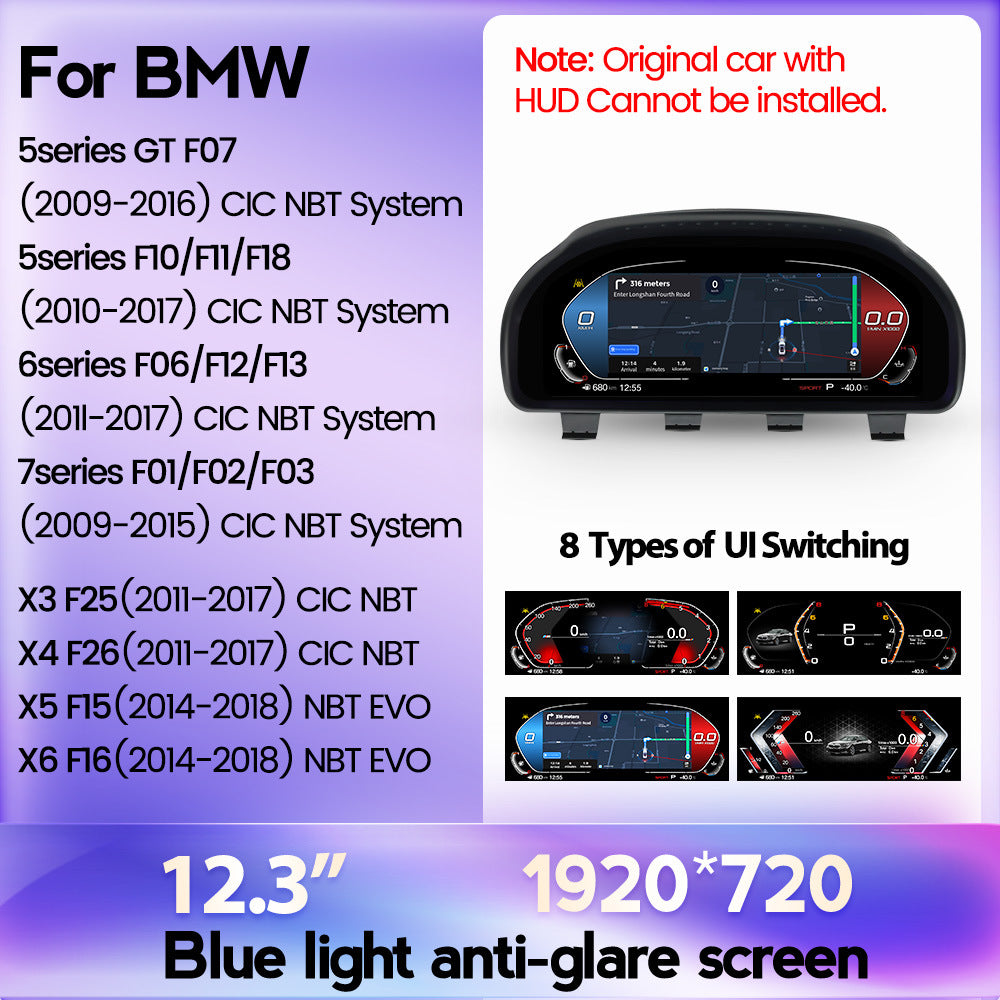 Compatible with BMW 5 Series, 6 Series, 7 Series F10, F06, F12, F02 full LCD instrument panels with wireless CarPlay