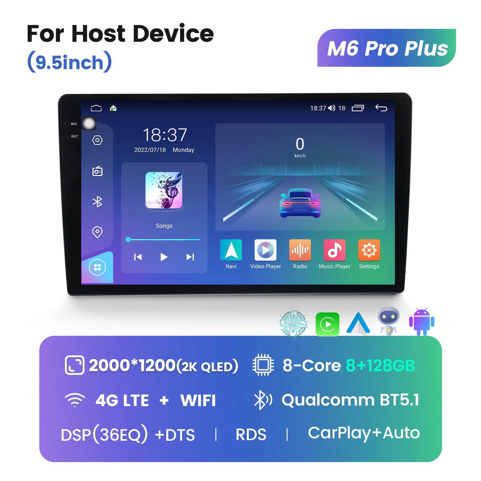 Suitable for 2k resolution 9.5inch / 10.36inch classy car android navigator fitting screen host 7862s