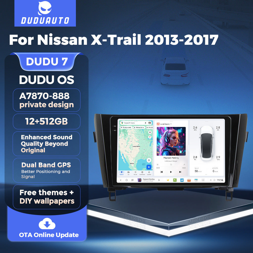 DUDUAUTO for Nissan X-trail 13-17 Android large screen central control car navigation Bluetooth Carplay