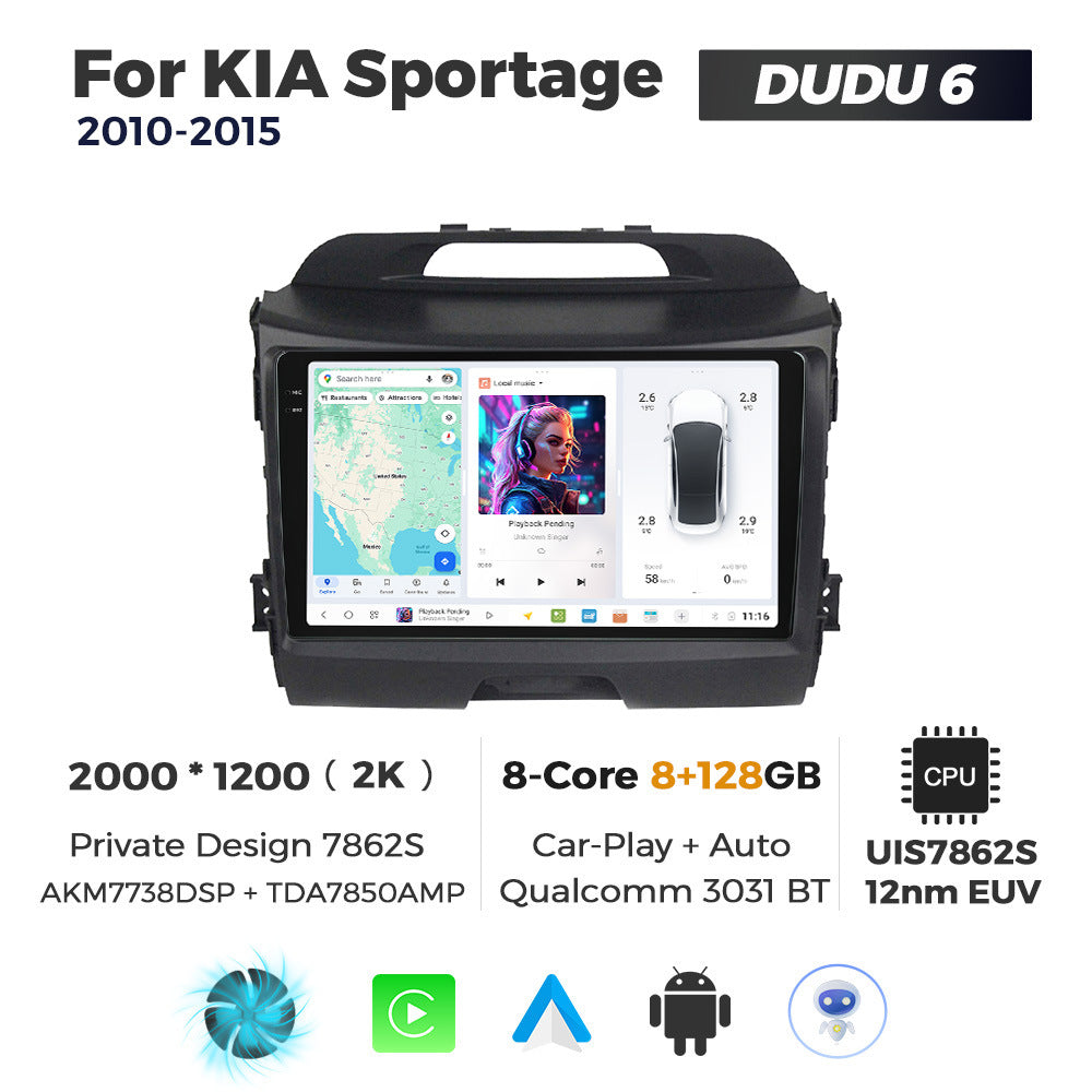 DUDUAUTO is suitable for Kia Smart Run 11-14 years Android large screen central control car navigation Bluetooth Carplay