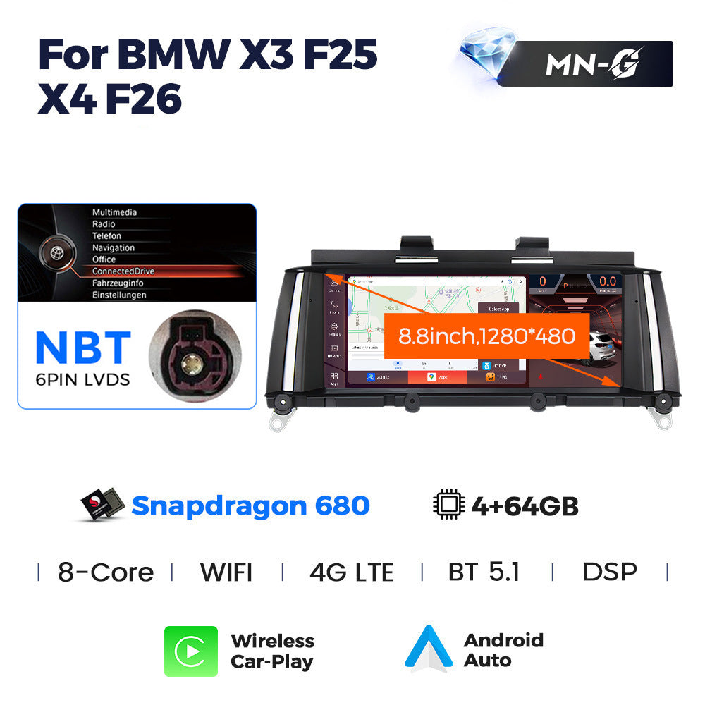 8.8 inch suitable for BMW X3 X4 F25 F26 Android large screen central control car navigation Bluetooth Carplay