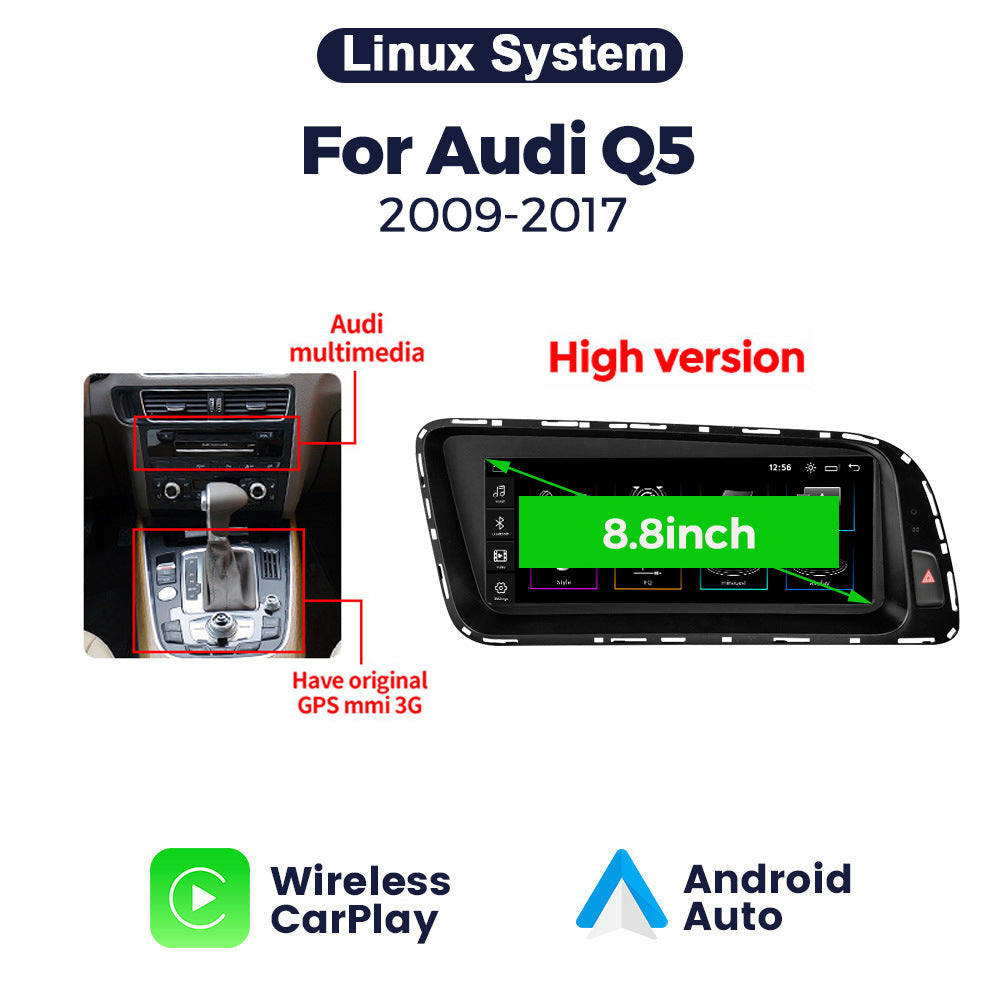 Suitable for 8.8" audi q5 2009-2017 audi q5 linux restoration large screen wireless carplay