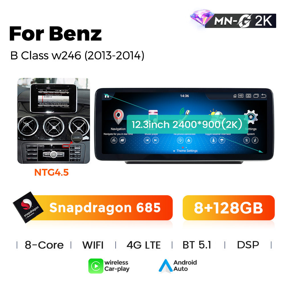 Compatible with Mercedes-Benz B-Class W245 W246 B200 Android large screen central control in-car navigation, Bluetooth CarPlay