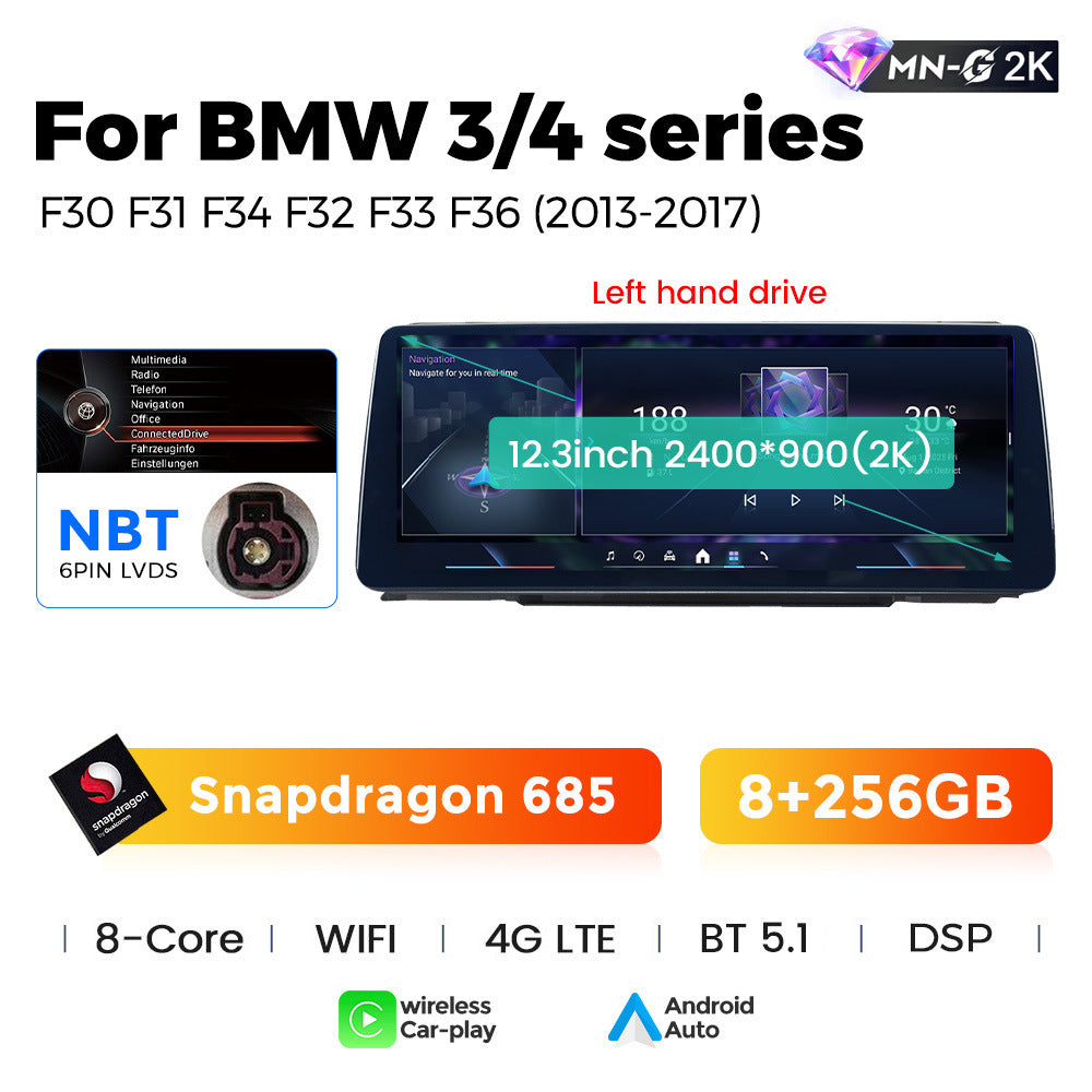 12.3 Applicable to BMW 3 Series 4 Series F30 F32 F36 Android Large Screen Central Control Car Navigation Bluetooth Carplay
