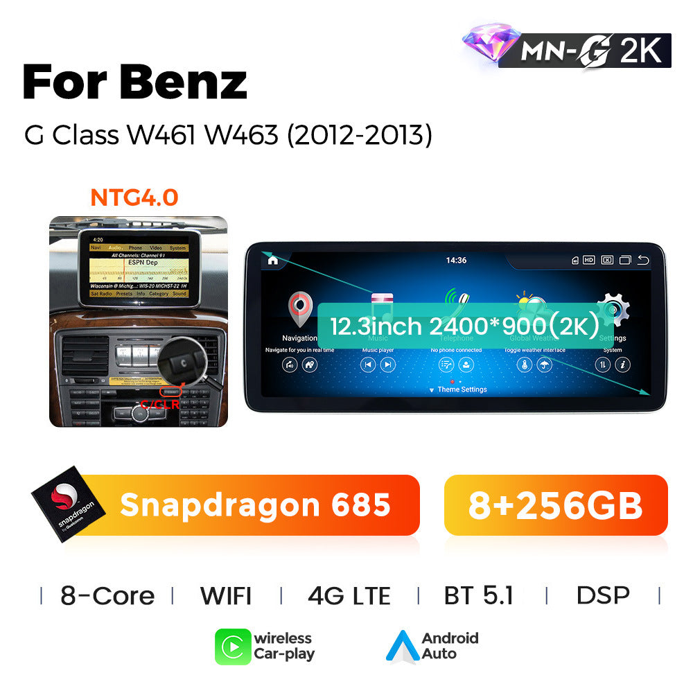 Applicable to Mercedes-Benz G-Class G350 G500 G63 W461 463 Android large screen central control navigation Bluetooth Carplay