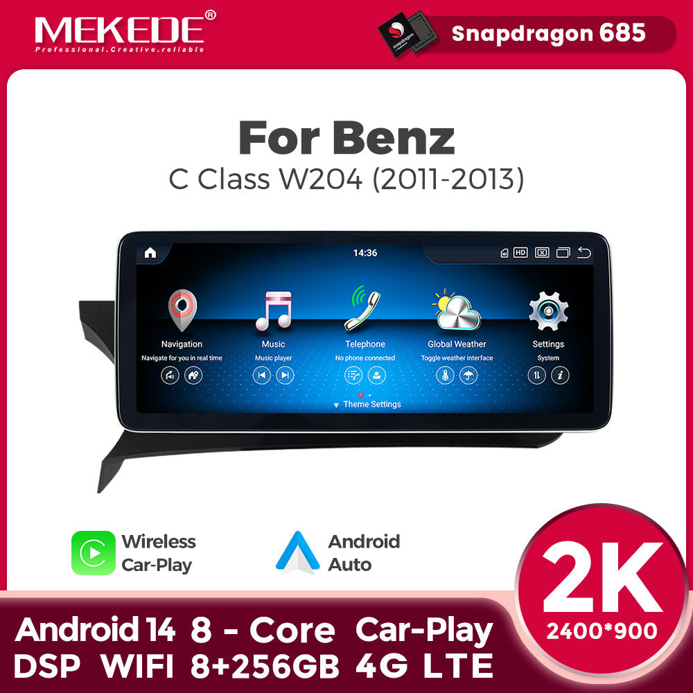 Applicable to Mercedes-Benz C-Class W204 C63 11-13 years Android large screen central control car navigation Bluetooth Carplay